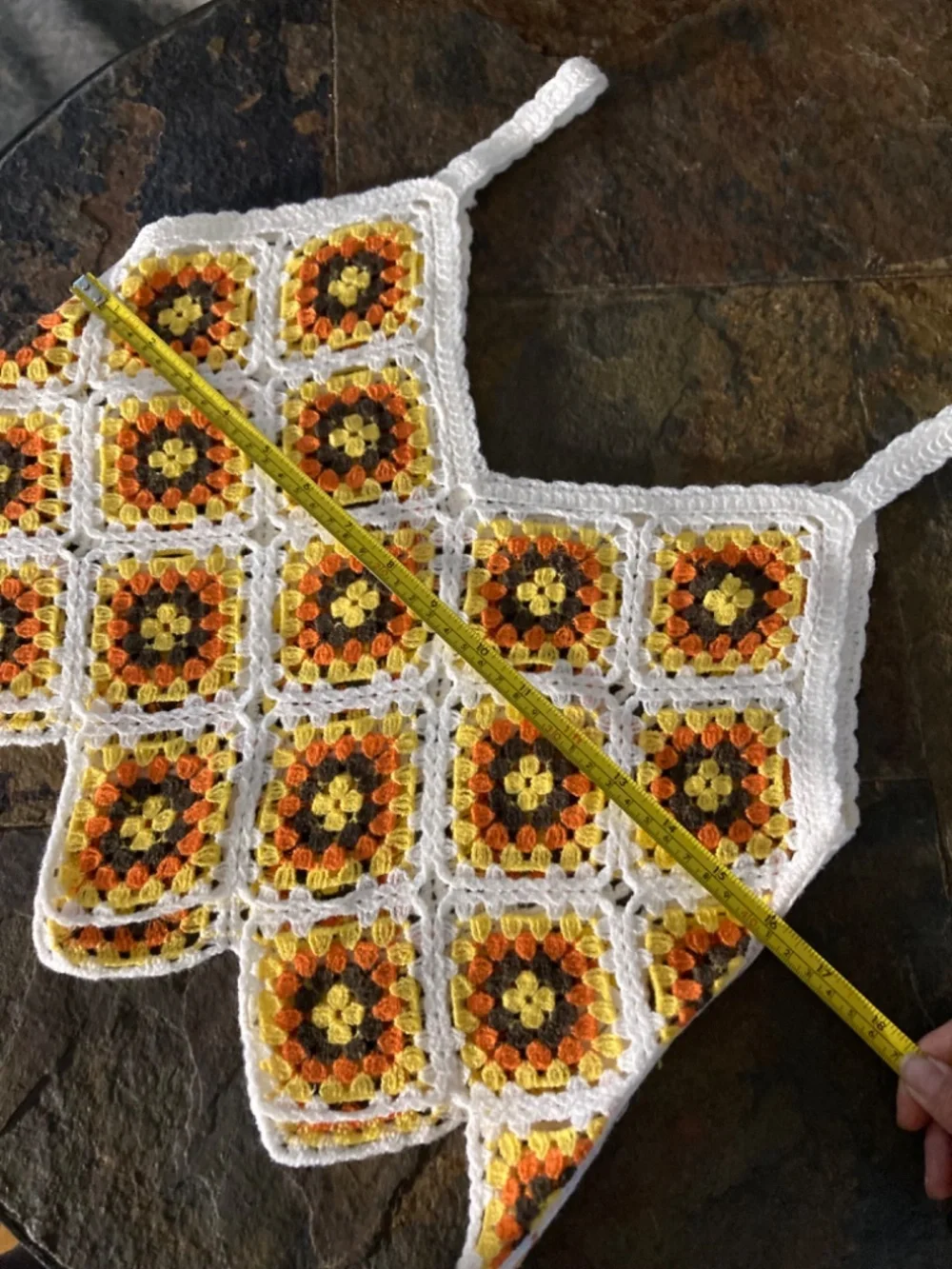 Crocheted Top Vintage Inspired Afghan Knit Grandma Boho Summer Festival Sz M